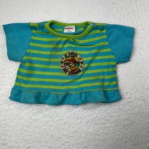 Health-tex Girls Top Sz 2T I Love My Shades Striped Aqua Light Green Ruffle
